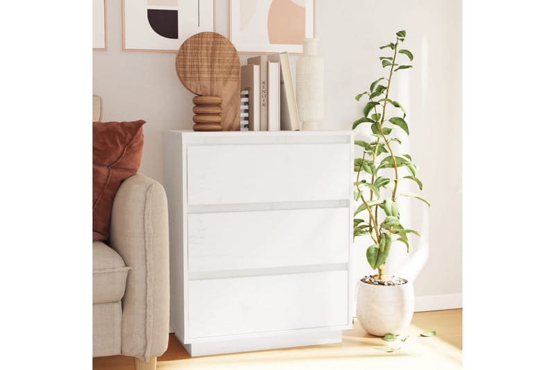 Skänk vit 60x34x75 cm massiv furu - Vit - Förvaring - Förvaringsmöbler - Sideboard & skänk