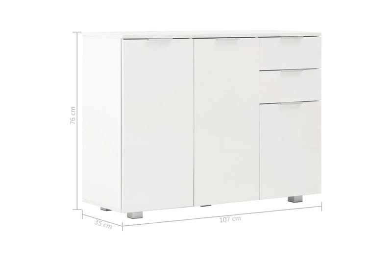 Skänk vit högglans 107x35x76 cm - Vit - Förvaring - Förvaringsmöbler - Sideboard & skänk