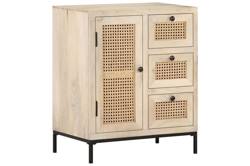 Skänk 60x35x70 cm massivt mangoträ och naturlig rotting - Brun - Förvaring - Förvaringsmöbler - Sideboard & skänk