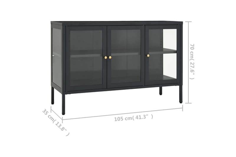 Skänk antracit 105x35x70 cm stål och glas - Antracit - Förvaring - Förvaringsmöbler - Sideboard & skänk