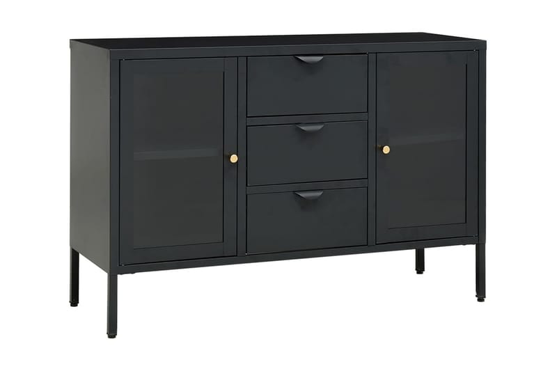 Skänk antracit 105x35x70 cm stål och härdat glas - Grå - Förvaring - Förvaringsmöbler - Sideboard & skänk