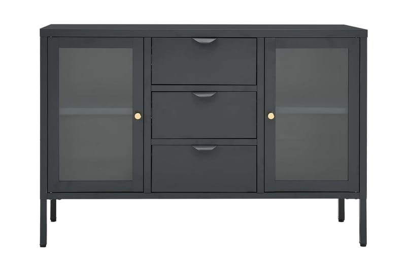 Skänk antracit 105x35x70 cm stål och härdat glas - Grå - Förvaring - Förvaringsmöbler - Sideboard & skänk