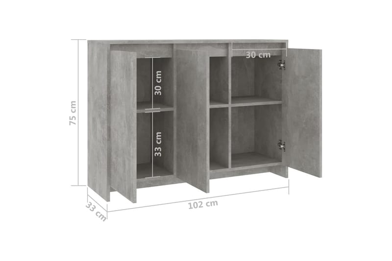 Skänk betonggrå 102x33x75 cm spånskiva - Betonggrå - Förvaring - Förvaringsmöbler - Sideboard & skänk