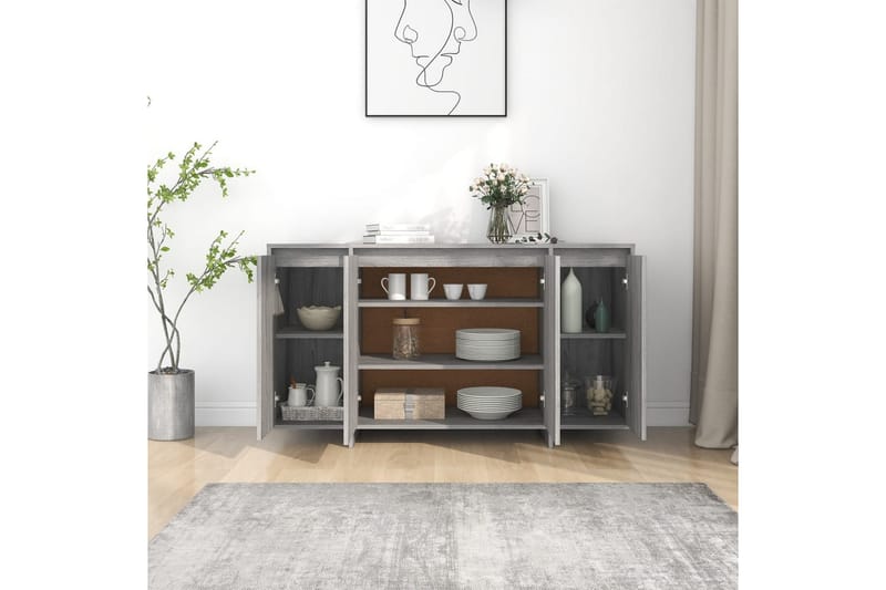 Skänk grå sonoma-ek 135x41x75 cm spånskiva - Grå ek - Förvaring - Förvaringsmöbler - Sideboard & skänk