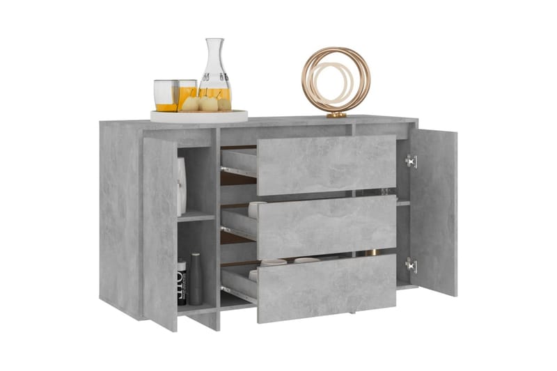 Skänk med 3 lådor betonggrå 120x41x75 cm spånskiva - Betonggrå - Förvaring - Förvaringsmöbler - Sideboard & skänk