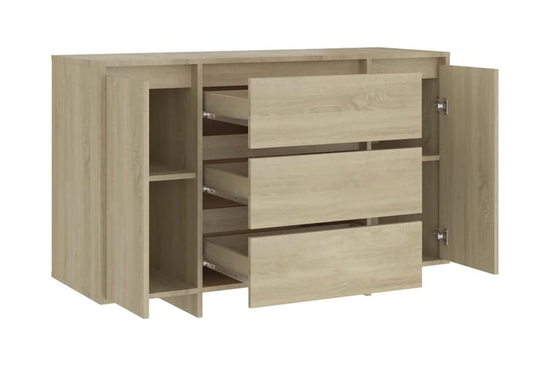 Skänk med 3 lådor sonoma-ek 120x41x75 cm spånskiva - Ek - Förvaring - Förvaringsmöbler - Sideboard & skänk