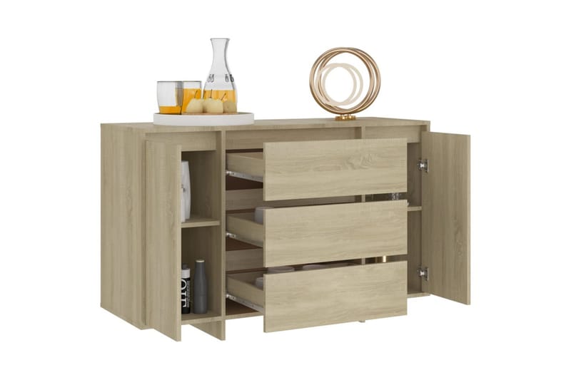 Skänk med 3 lådor sonoma-ek 120x41x75 cm spånskiva - Ek - Förvaring - Förvaringsmöbler - Sideboard & skänk