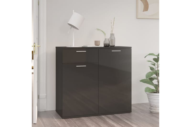 Skänk svart högglans 80x36x75 cm spånskiva - Svart - Förvaring - Förvaringsmöbler - Sideboard & skänk