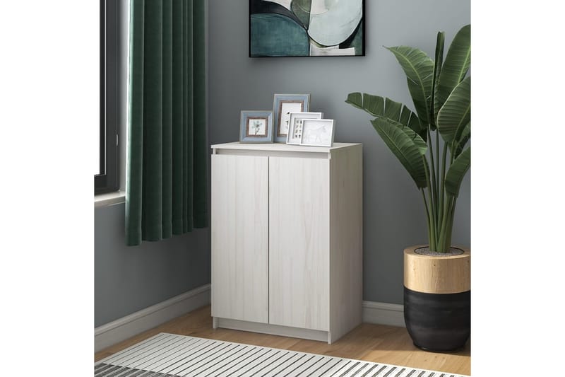 Skänk vit 60x36x84 cm massivt furuträ - Vit - Sideboard & skänk