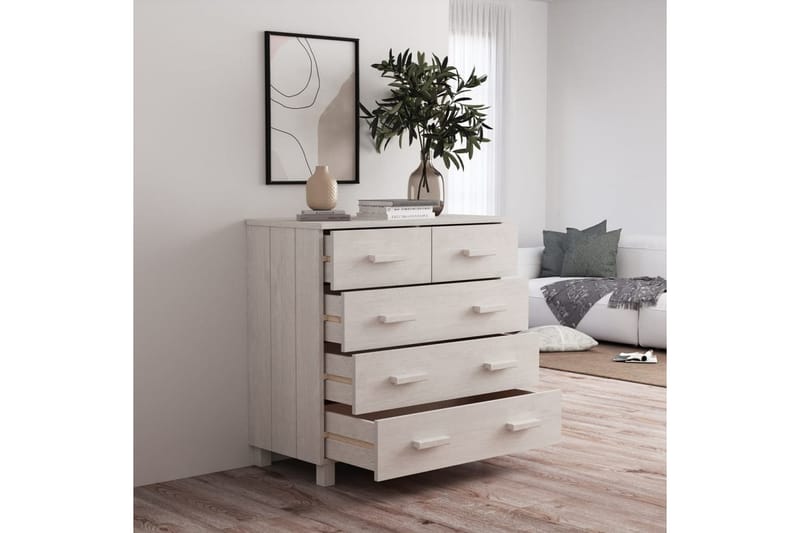 Skänk vit 79x40x80 cm massiv furu - Vit - Förvaring - Förvaringsmöbler - Sideboard & skänk