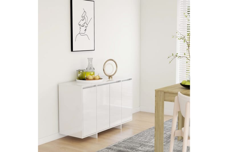 Skänk vit högglans 120x41x75 cm spånskiva - Vit högglans - Förvaring - Förvaringsmöbler - Sideboard & skänk