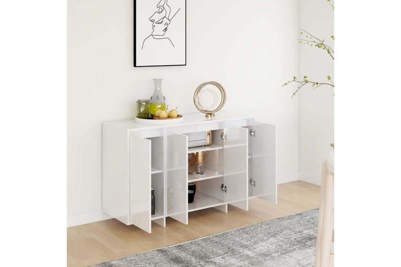 Skänk vit högglans 120x41x75 cm spånskiva - Vit högglans - Förvaring - Förvaringsmöbler - Sideboard & skänk