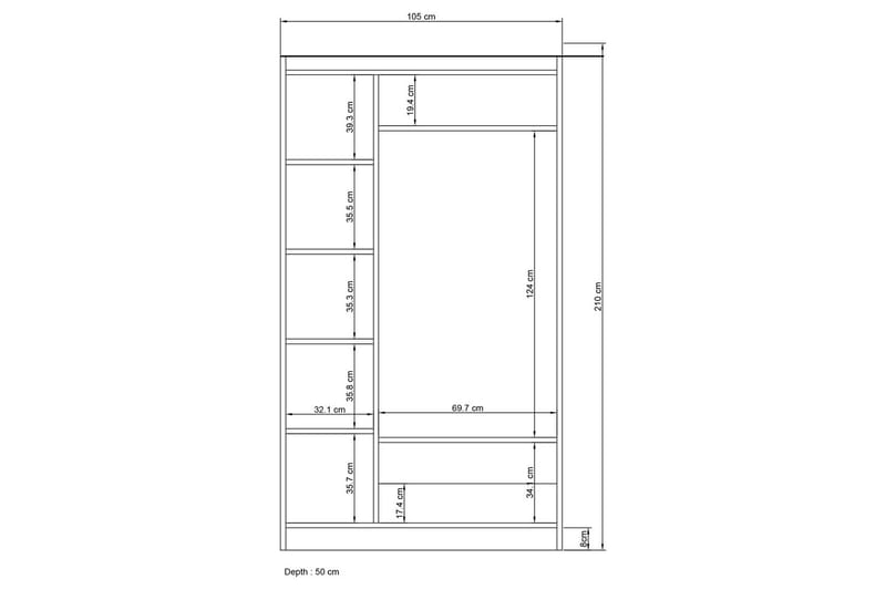 Garderob med Spegel Belaha 105x210 cm - Vit - Förvaring - Garderober & garderobssystem