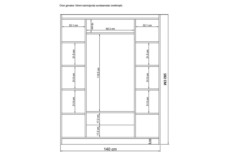 Garderob med Spegel Belaha 140x186 cm - Vit - Förvaring - Garderober & garderobssystem