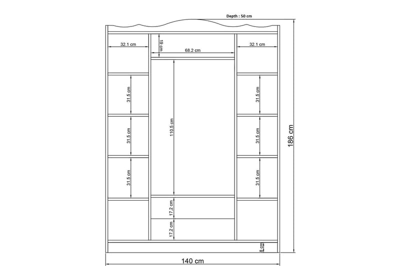 Garderob med Spegel Belaha 140x186 cm - Vit - Förvaring - Garderober & garderobssystem