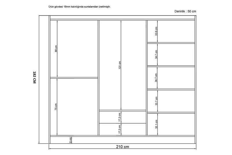 Garderob med Spegel Belaha 210x182 cm - Vit - Förvaring - Garderober & garderobssystem