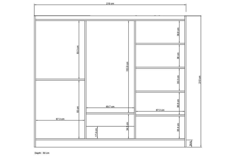 Garderob med Spegel Belaha 210x210 cm - Vit - Förvaring - Garderober & garderobssystem