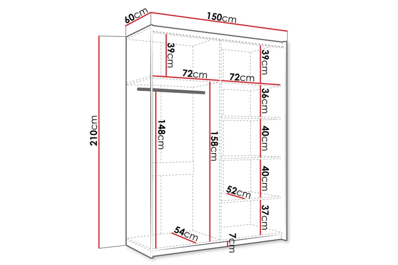 Garderob med Spegel Haparanda 150 cm - Vit - Förvaring - Garderober & garderobssystem