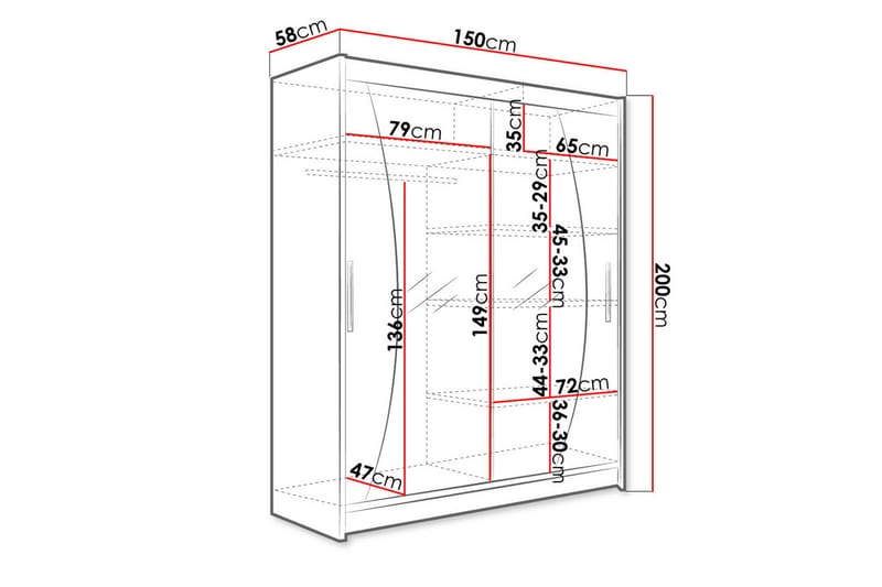 Garderob med Spegel Maskbo 150x200 cm - Vit - Förvaring - Garderober & garderobssystem