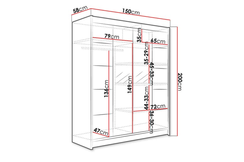 Garderob med Spegel Richmond 150x200 cm - Brun/Vit - Förvaring - Garderober & garderobssystem