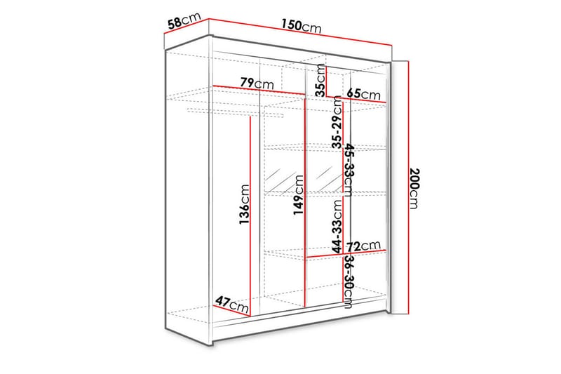 Garderob med Spegel Richmond 150x200 cm - Brun/Vit - Förvaring - Garderober & garderobssystem