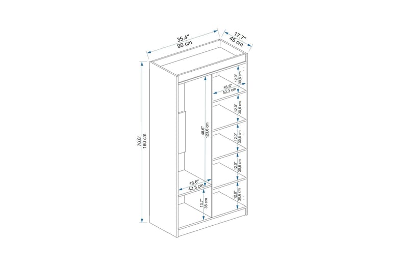 Akser Garderob 90x180 cm - Vit - Förvaring - Garderober & garderobssystem