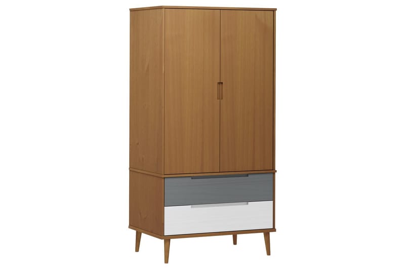 beBasic Garderob brun 90x55x175 cm massiv furu - Brown - Förvaring - Garderober & garderobssystem