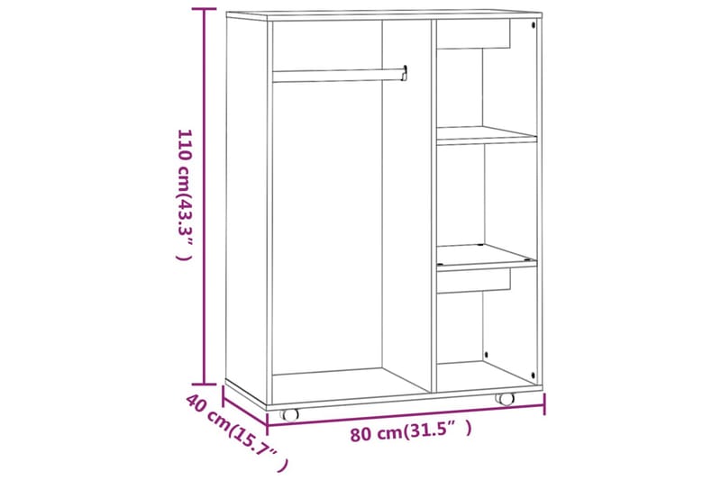 beBasic Garderob brun ek 80x40x110 cm konstruerat trä - Brown - Förvaring - Garderober & garderobssystem