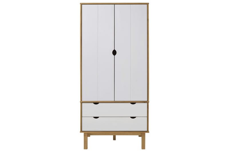 beBasic Garderob brun och vit 76,5x53x172 cm massivt furuträ - White - Förvaring - Garderober & garderobssystem