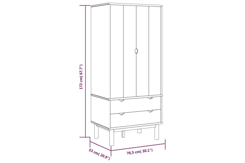 beBasic Garderob brun och vit 76,5x53x172 cm massivt furuträ - White - Förvaring - Garderober & garderobssystem