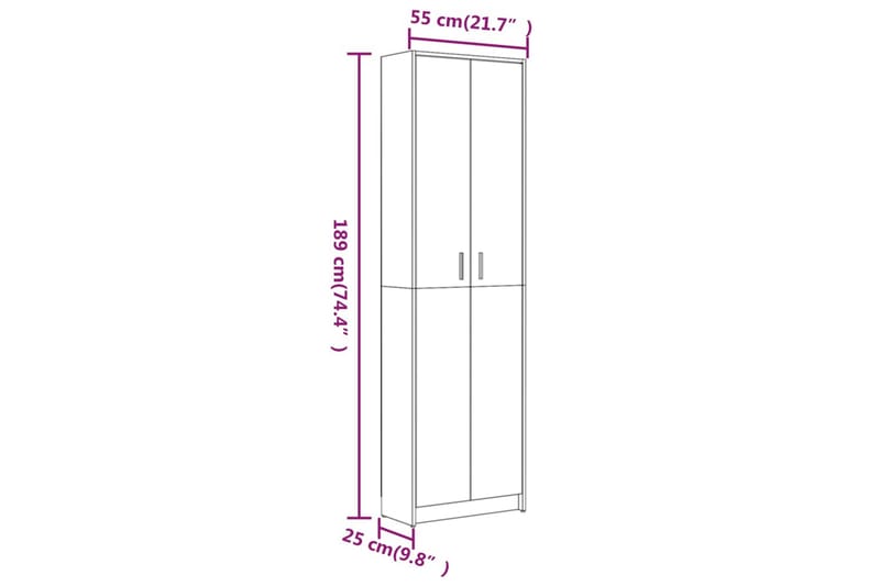 beBasic Hallgarderob Rökfärgad ek 55x25x189 cm konstruerat trä - Brown - Förvaring - Garderober & garderobssystem