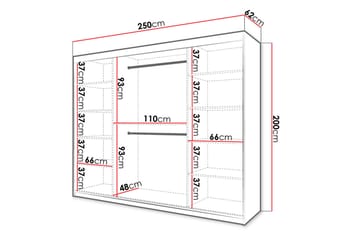 Garderob 250 - Vit|Svart - Förvaring - Garderober & garderobssystem