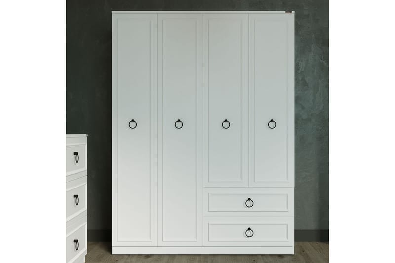 Garderob Ajra 140x185 cm Vit - Hanah Home - Förvaring - Garderober & garderobssystem