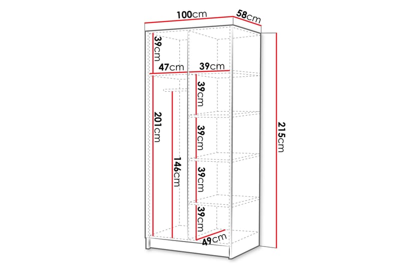 Garderob Barriga 100 cm - Svart - Förvaring - Garderober & garderobssystem