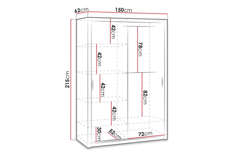 Garderob Barriga 150 cm med Spegel - Vit - Förvaring - Garderober & garderobssystem