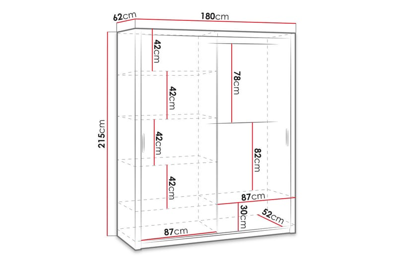 Garderob Barriga 180 cm med Spegel - Natur - Förvaring - Garderober & garderobssystem