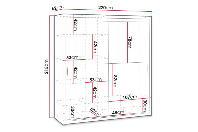 Garderob Barriga 220 cm med Spegel - Natur - Förvaring - Garderober & garderobssystem