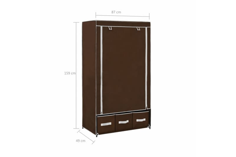 Garderob brun 87x49x159 cm tyg - Brun - Förvaring - Garderober & garderobssystem