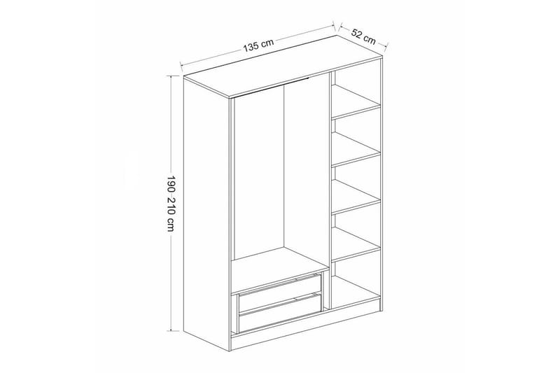 Garderob Cambrian 135 cm - Svart/Vit - Förvaring - Garderober & garderobssystem