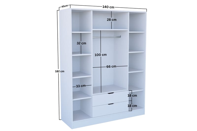 Garderob Esinler 140x182 cm - Mattvit - Förvaring - Garderober & garderobssystem