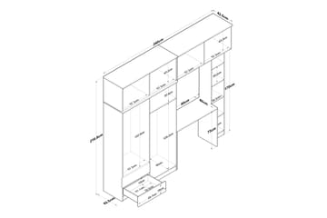 Garderob Fryderyk 240x216,8 cm - Valnöt/Vit - Förvaring - Garderober & garderobssystem