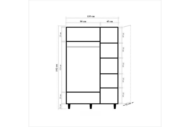 Garderob Gillberga 135 cm - Brun - Förvaring - Garderober & garderobssystem