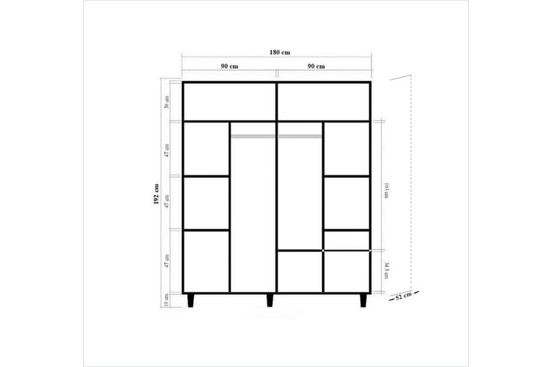 Garderob Gillberga 180 cm - Brun/Grön - Förvaring - Garderober & garderobssystem