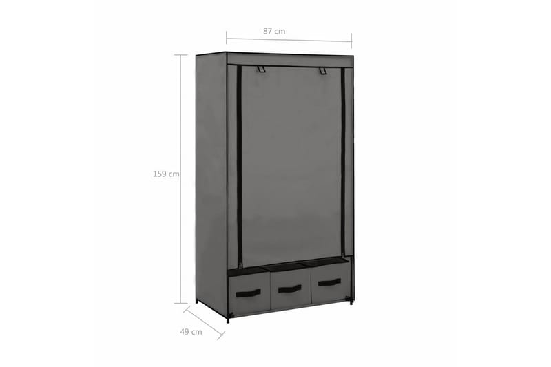 Garderob grå 87x49x159 cm tyg - Grå - Förvaring - Garderober & garderobssystem