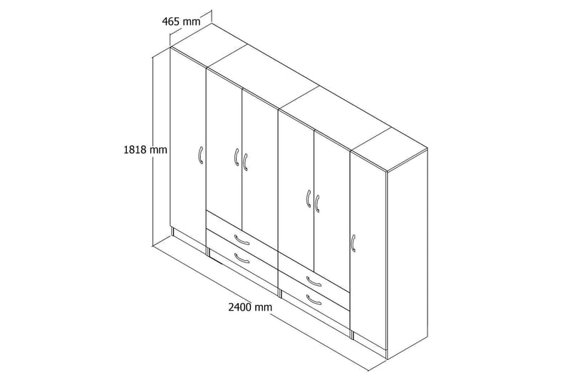 Garderob GRD 240 cm - Vit - Förvaring - Garderober & garderobssystem