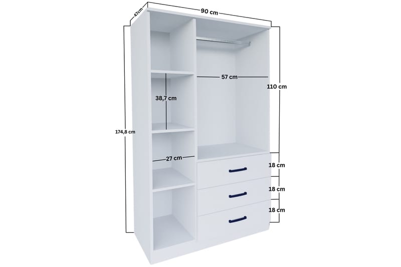 Garderob Haaken 90x174,8 cm - Mattvit - Förvaring - Garderober & garderobssystem