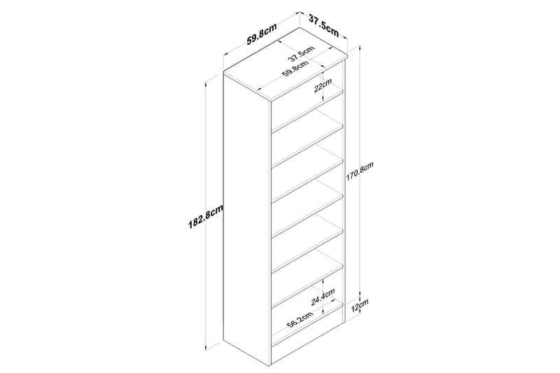 Garderob Hooda 59,8x182,8 cm Brun/Vit - Hanah Home - Förvaring - Garderober & garderobssystem