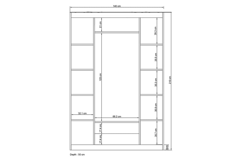 Garderob Inci 140x210 cm - Vit - Förvaring - Garderober & garderobssystem