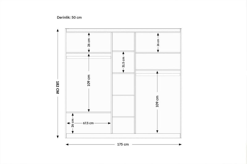 Garderob Inci 175x182 cm - Vit - Förvaring - Garderober & garderobssystem