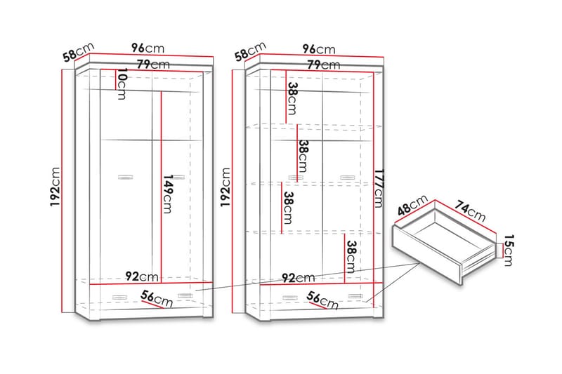 Garderob Indianapolis 96x58x192 cm - Vit - Förvaring - Garderober & garderobssystem